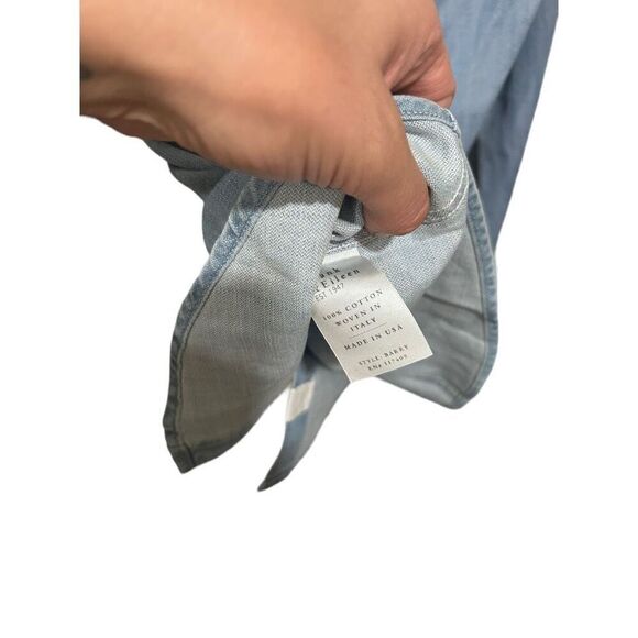 Frank & Eileen Barry Woven Cotton Button-Up Chambray Shirt Light Blue Sz XXS - Picture 13 of 16